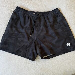 Black Patterned Athletic running Shorts
